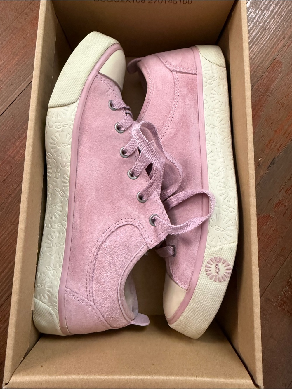 UGG Pink Suede Low-Top Lace-Up Sneakers